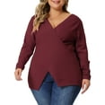 thumbnail image 1 of GRACE & GRANTURE Chandails à Col en V Profond pour Femmes Grande Taille 2X Rouge, 1 of 6