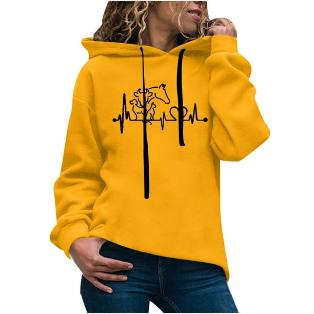 Sudadera con capucha para mujer, jersey, manga larga, estampado, cómoda, con cordón, blusa, tops Pompotops gfhjh13859