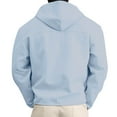 thumbnail image 3 of hopeusnice Men's Slim Fit Full Zip Up Hoodie Sweatshirt Stand Collar Long Sleeve with Zipper Pockets Basic Jackets Coats Light Blue M, 3 of 5