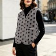 thumbnail image 6 of GUACER Womens Polka Dot Fleece Vest V Neck Cropped Loose Sleeveless Casual Jacket for Fall Winter, 6 of 7
