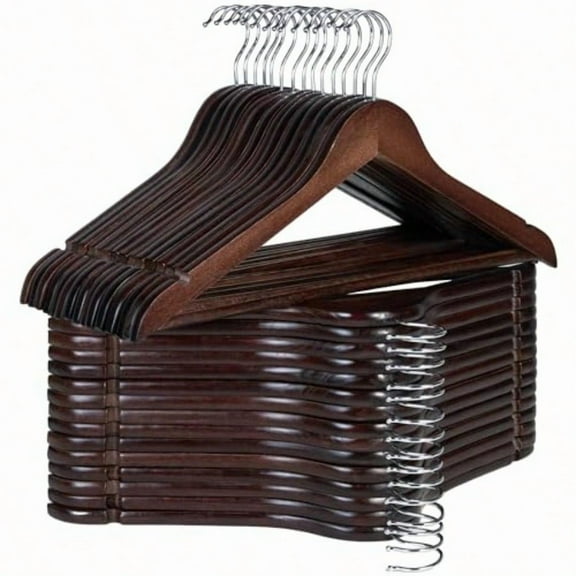 Wooden Hangers 30 Pack Wood Coat Hanger For Coats Shirts Jackets Pants Suits Walnut Color