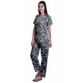 thumbnail image 2 of Moomaya Notch Collar Button Down Printed Cotton Pajama Set For Women Nightwear, 2 of 6