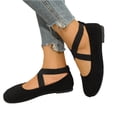thumbnail image 3 of UDAUDU Women's Ballet Flats Cross Strap Round Toe Slip-On Comfortable Closed Toe Casual Walking Dress Shoes Everyday Wear Shoes Black 7 Wide, 3 of 5