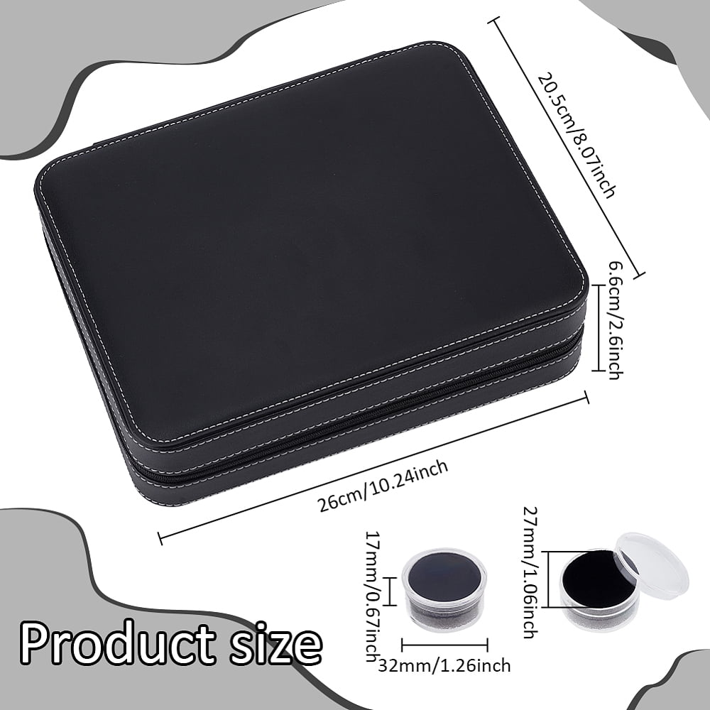 1set 60pcs 2 colors Plastic Loose Diamond Round boxes Organizer Bags for Nail Art Small Items Loose Gems Storage Black and White Black bag: 26x20.5x6.6cm round box: 32mm in diameter 30pcs/color