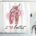 thumbnail image 1 of Ambesonne Ballerina Shower Curtain, I Love Ballet Typography, 69"Wx84"L, Multicolor, 1 of 3