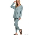 thumbnail image 2 of Zenana Women's Soft Brushed Fabric V-Neck Long Sleeve Top & Leggings - 2 Pieces Set, 2 of 6