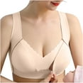 thumbnail image 2 of YWDJ Push up Bras for Women Plus Size Padded Back Closures Lounge Bras No Wire Nursing Bras Wide Strap Full Coverage Comfortable Bras Wrap Sleep Bras Padded Comfy Solid Breastfeeding Bras Beige 40, 2 of 9
