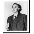 thumbnail image 2 of Historic Framed Print, [J. Robert Oppenheimer, 1904-1967, half-length portrait, standing, facing left], 17-7/8" x 21-7/8", 2 of 9