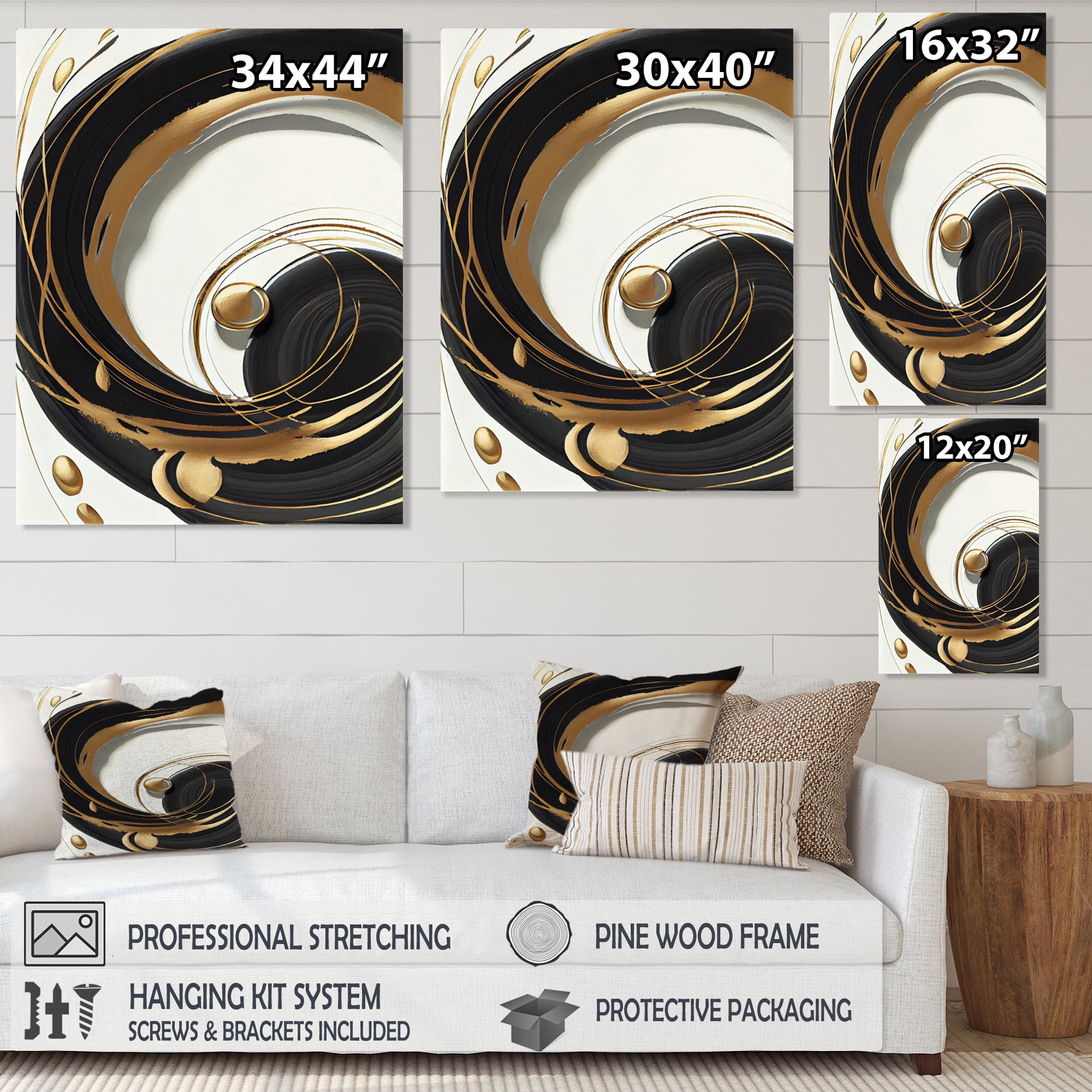 Designart Gold Glamour Circle II Canvas Wall Art