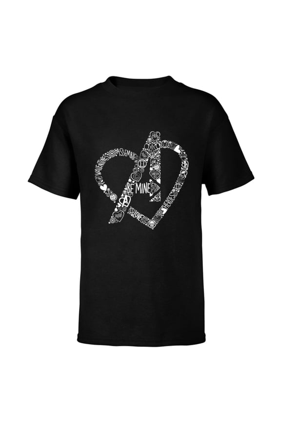 Avengers Logo Heart Valentines Day - Short Sleeve T-Shirt for Kids  Customized-Black