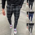 thumbnail image 3 of OmicGot Pantalon pour Hommes Décontracté Pantalon pour Hommes Ajusté Extensible Chinos pour Hommes Coupe Ajustée Pantalon Décontracté pour Hommes Pantalon à Carreaux pour Hommes, 3 of 7