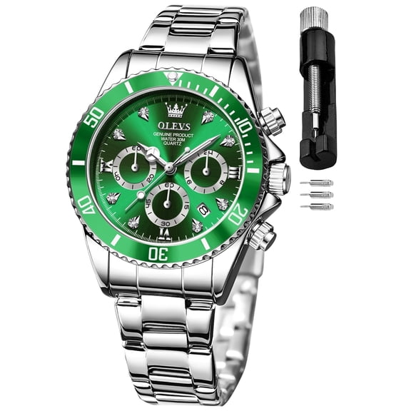 OLEVS Watches for Womens Luxury Dress Casual Analog Quartz Chronograph Stainless Steel Date Arabic Numeral Waterproof Luminous ladies Watches Reloj Para Mujer