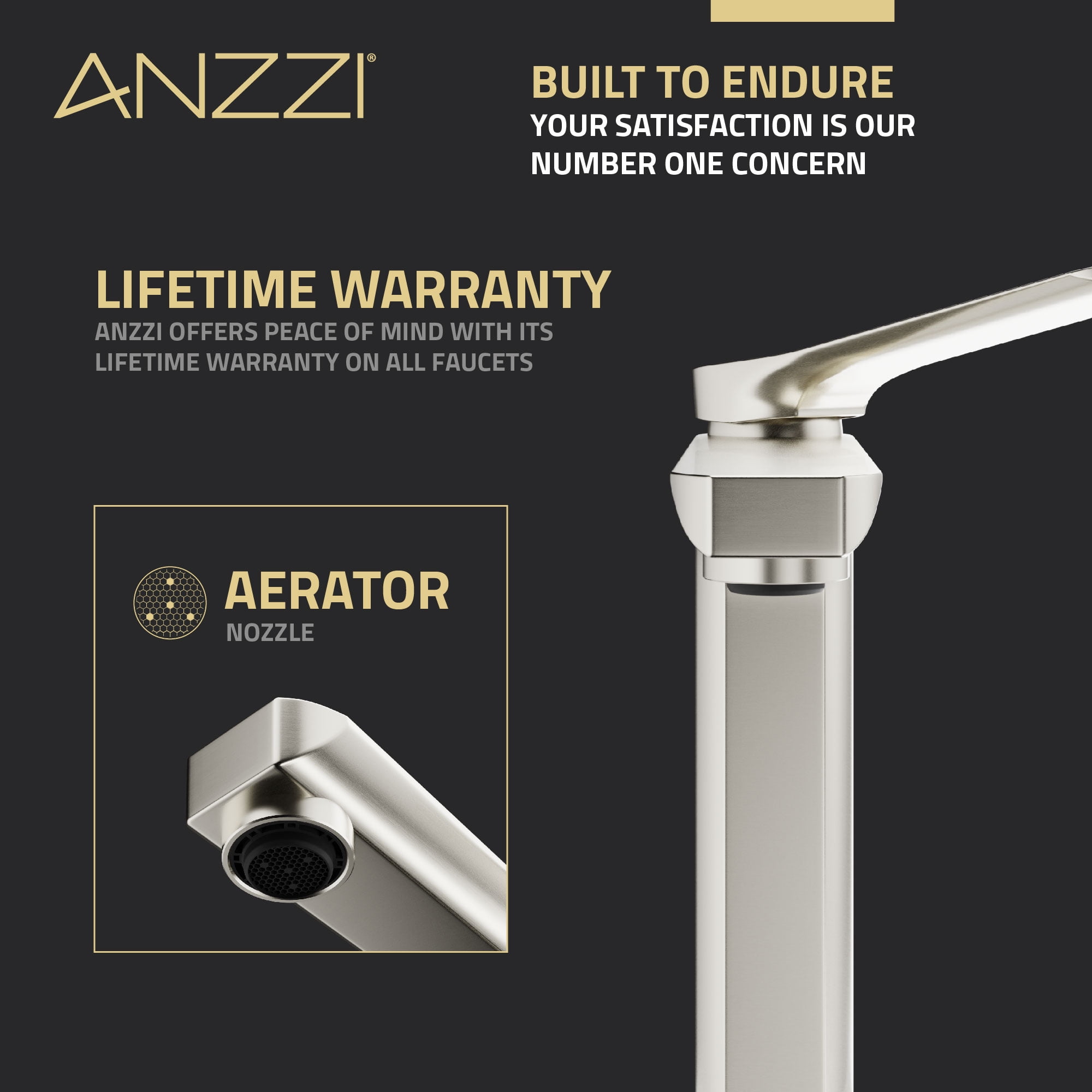 ANZZI Single Handle Single Hole Bathroom Vessel Sink Faucet With Pop-up Drain in Brushed Nickel