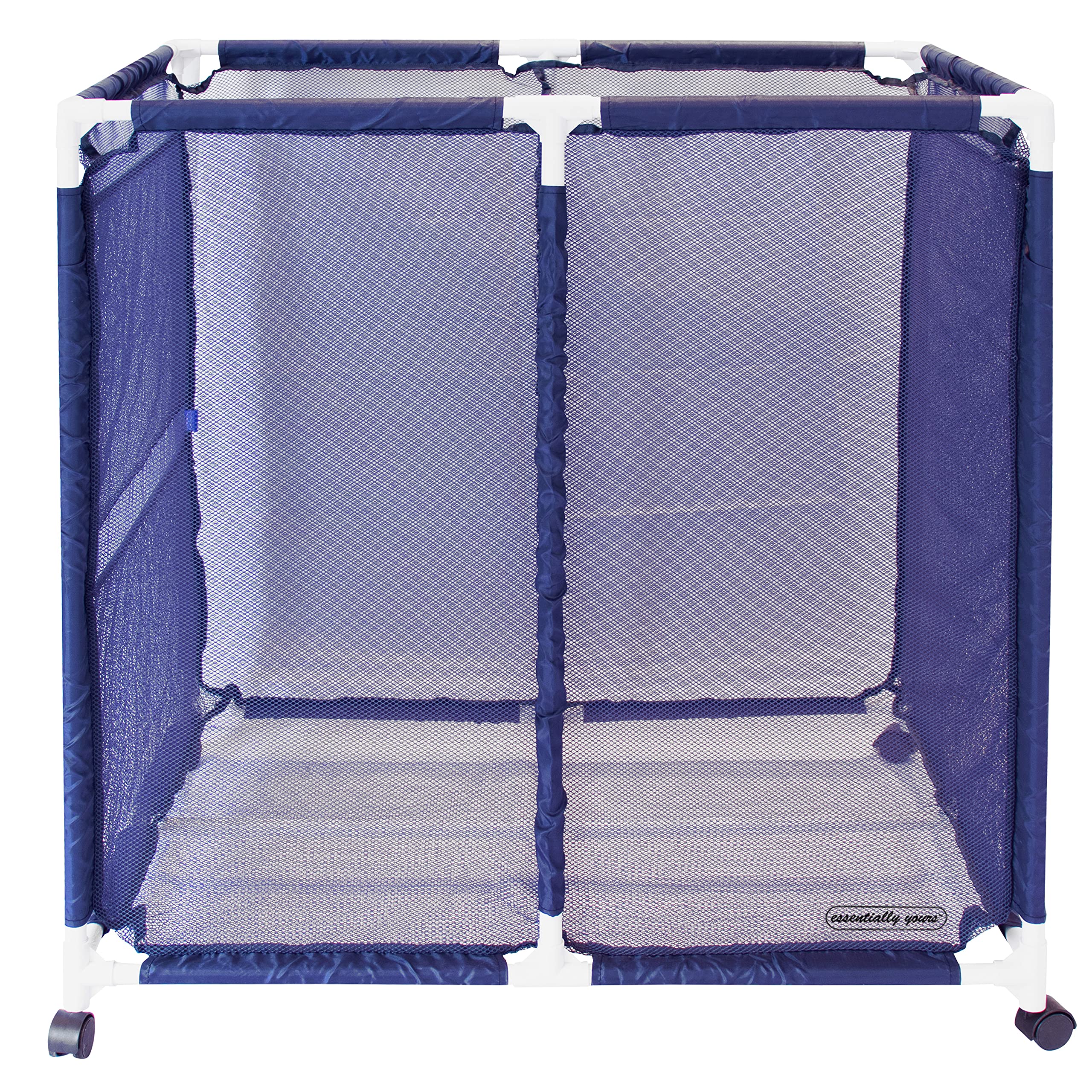 Essentially Yours Rolling Pool Toy Storage Bin, Pool Floats, Balls and Equipment Organizer, Large, Blue, 35" W x 25.4" L x 37.5" H