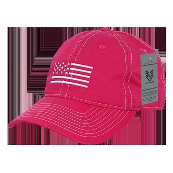 A03-USA4-H-PNK Relaxed Graphic Cap - Hot Pink, White US Flag