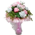 thumbnail image 3 of Pink & White Handcrafted Fabric Rose Bouquet with LED Lights, 3 of 6