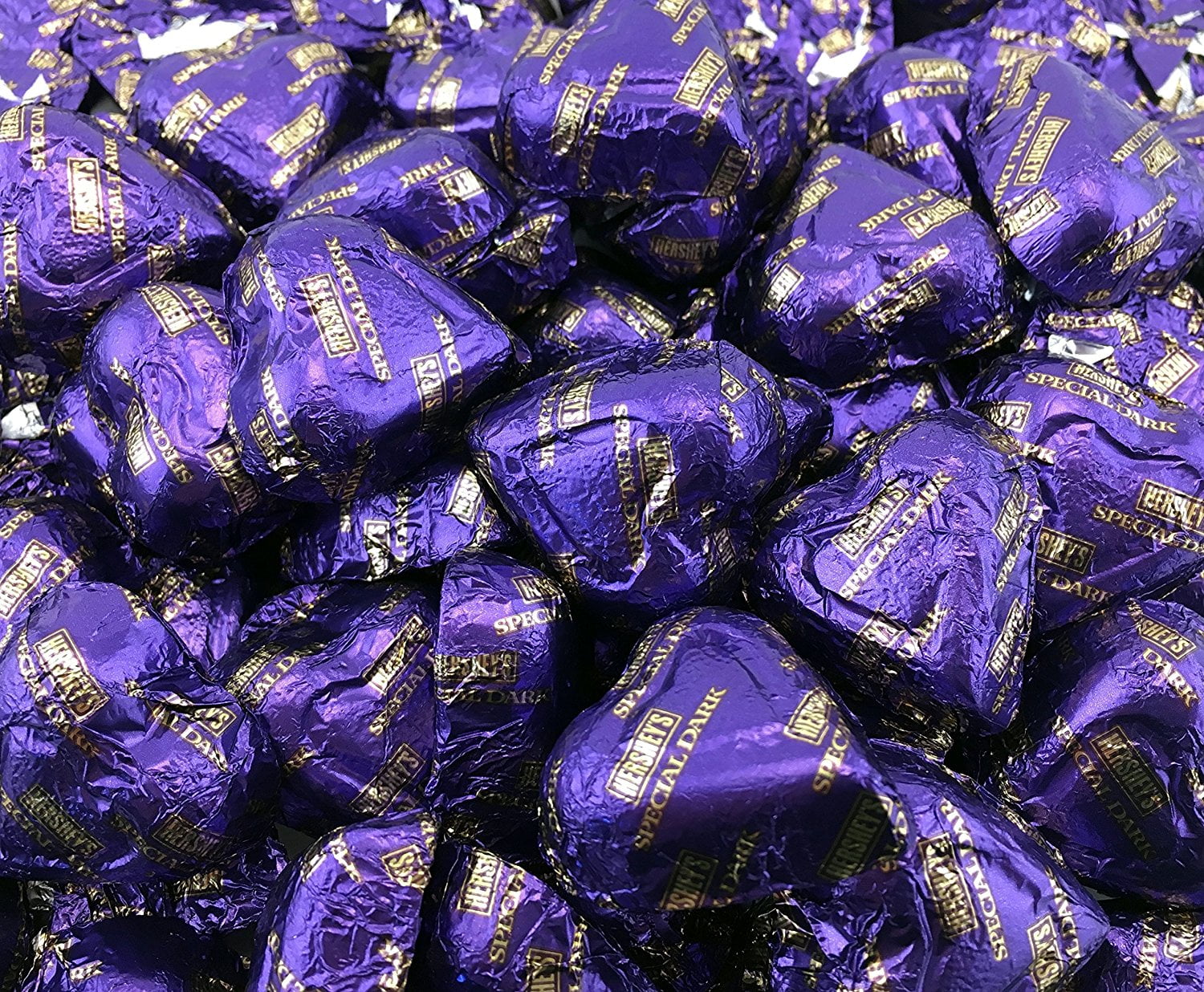 Hershey's Valentine's Hearts Dark Chocolate Candy, Purple, Bulk Pack