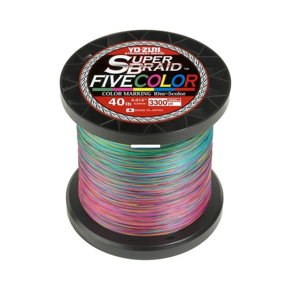 Yo-Zuri SuperBraid Braided Line, 40lb, 3300yd, Five Color
