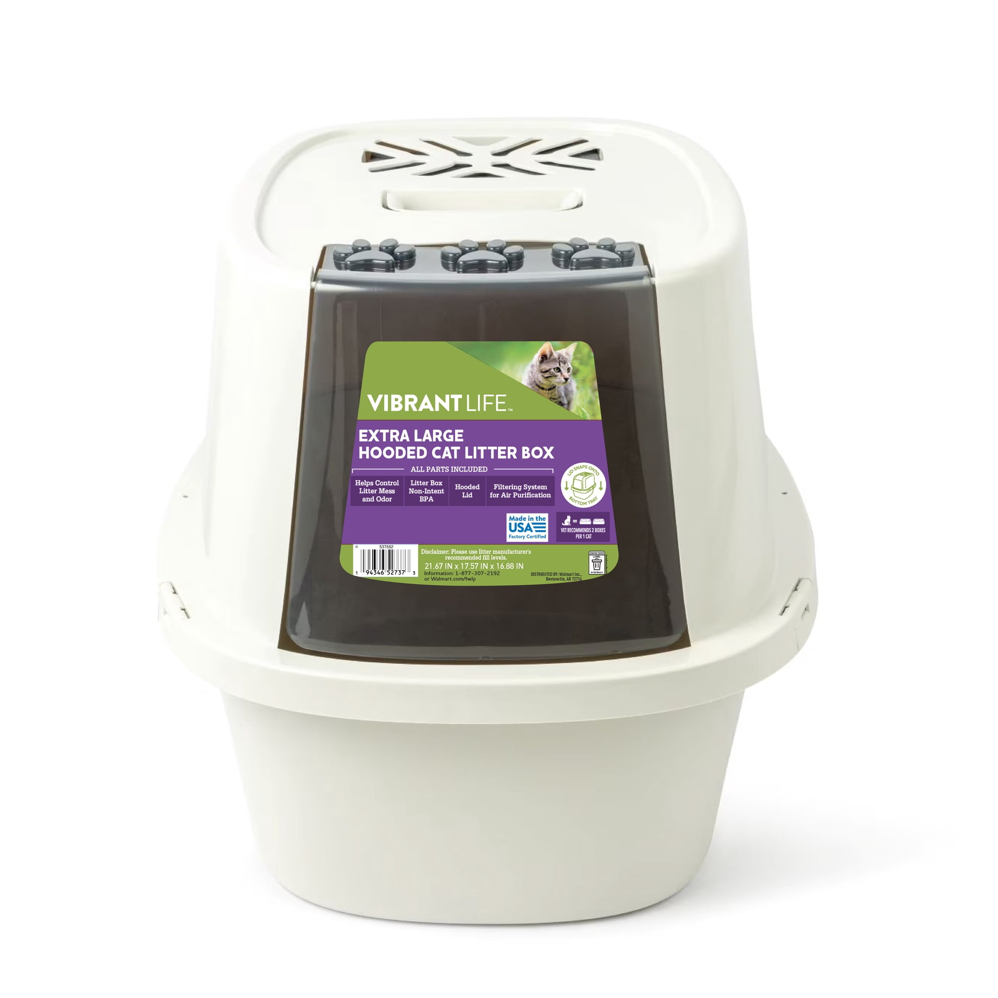 Vibrant Life Extra Large Hooded Enclosed Cat Litter Box