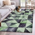 thumbnail image 3 of Abstract Color Block Area&nbsp;Rug 2.7x5ft Green Grey Triangle Modernism Non-Slip&nbsp;Washable Square&nbsp;Rugs Soft Felt Indoor Floor Mat for Bedroom Kitchen Living Room Bathroom, 3 of 9