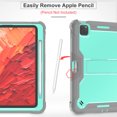 thumbnail image 2 of Case for iPad Pro 13" 2024 M4 7th Generation, Heavy Duty Shockproof Rugged Case with Pencil Holder & Built-in Stand for iPad Pro 13 Inch 2024 Protective Cover for Kids Girls Boys, Green, 2 of 8