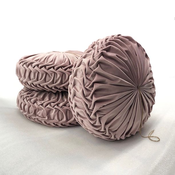 Velvet Pleated Round Pumpkin Throw Pillow Couch Cushion Floor