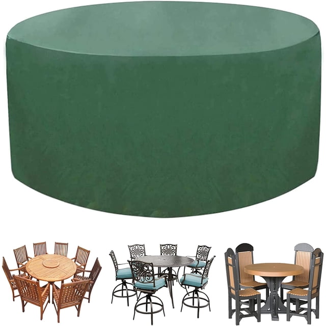 Housse pour Ensemble de Meubles de Patio 73 Pouces P x 37 Pouces H, Housses de Table et Chaises de Patio Rondes Imperméables, Housses de Meubles de Jardin Extérieur, Housses de Table à Manger Résistantes aux Intempéries