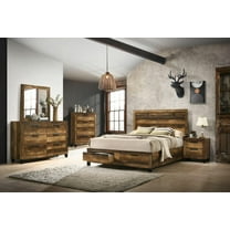 Rustic Oak Finish King Eastern 3pcs Bedroom Set by Acme Morales 28587EK-3pcs