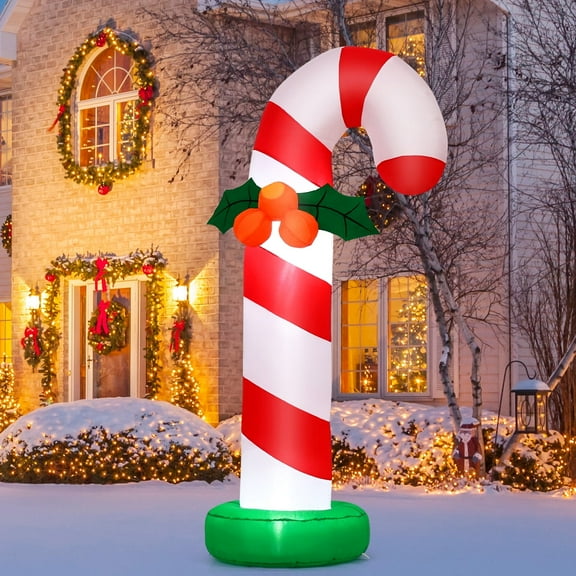 GOOSH 6 FT Christmas Inflatables Giant Candy Cane Decorations, Candy Cane Inflatable with Built-in LEDs, Outdoor Christmas Decorations Clearance for Xmas/Holiday/Party
