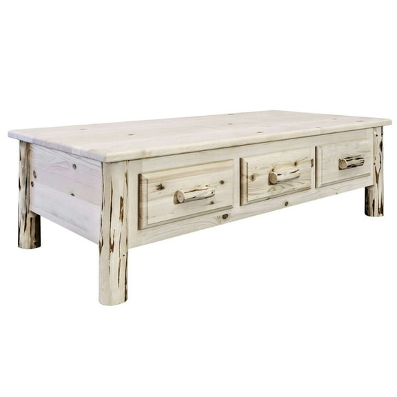 Montana Collection Large Coffee Table w/ 6 Drawers, Clear Lacquer Finish