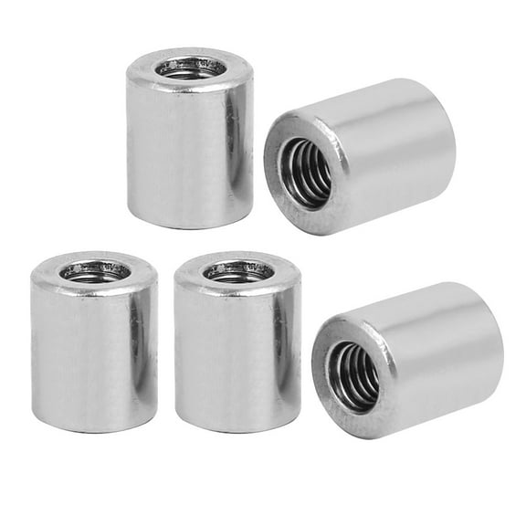 M6x12mmx14mm Rod Bar Stud Round Coupling Connector Nuts 5Pcs