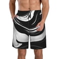 thumbnail image 2 of Uemuo Abstract Black White Swirls Pattern Men's Swim Trunks Hawaiian Beach Bathing Suit Swimsuits Beach Quick-Dry Shorts with Pockets-Small, 2 of 9