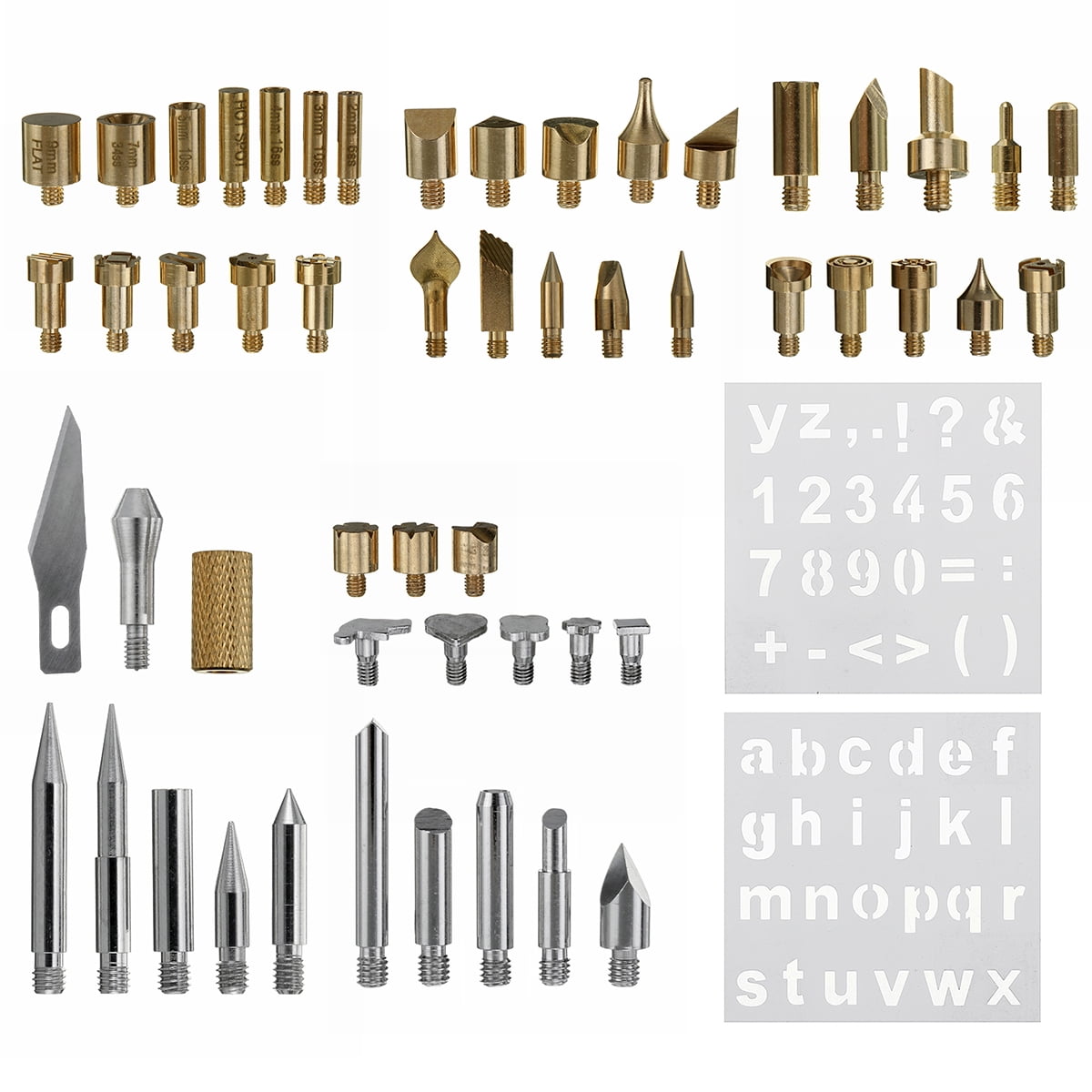 53Pieces Wood Burning Tip,Wood Pyrography Tool Wood Burning Tips Set Stencils Nozzle Kit for Hobby Craft
