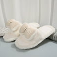 thumbnail image 4 of Xfvqtps Fluffy Slippers for Women Bow Decor Winter Warm Open Toe Slip on Furry Cozy Indoor and Outdoor Plush Shoes White, 4 of 9