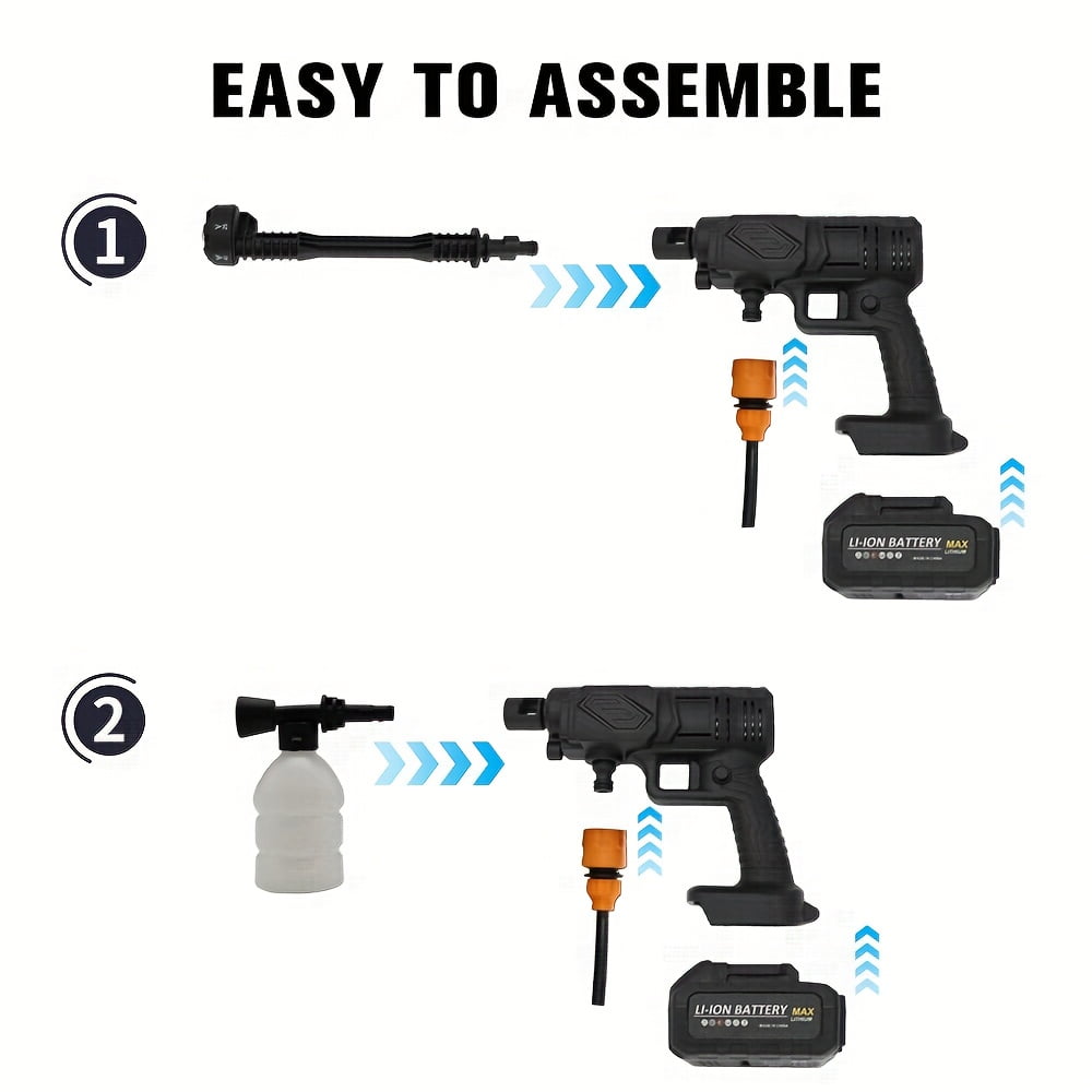 Cordless Pressure Washer Portable Rechargeable 4000 PSI Water Gun With Foam Cannon 1 Batteries For Car Exterior Home Garden Cleaning