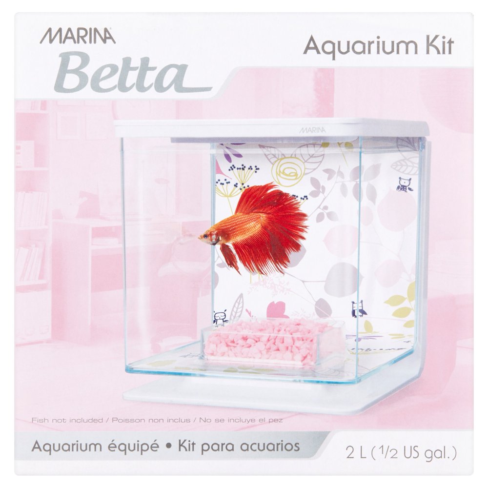 Marina Betta 0.5Gallon Aquarium Starter Kit, Floral