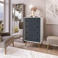 thumbnail image 2 of Manhattan Comfort Amber Tall Dresser with Faux Leather Handles in White and Blue, 2 of 10