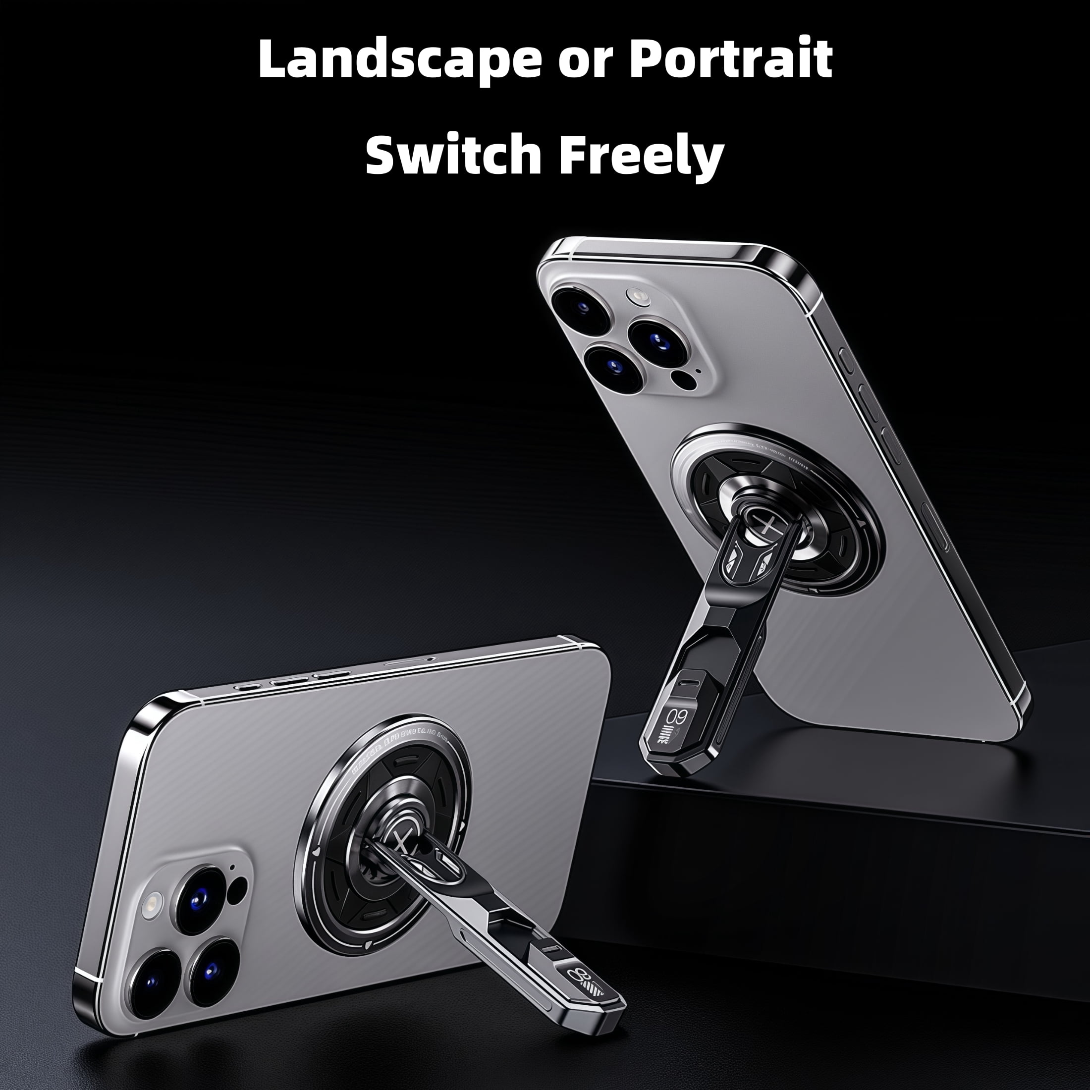 Portable MagSafe Cell Phone Stand Foldable Magnetic Holder for iPhone and Samsung , 360 Degree Rotating,Stress-Relief Switch