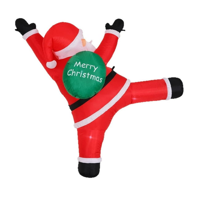 Pared de escalada inflable navideña de Papá de 3 metros con luces LED integradas, Papá colgante con bolsa de regalos para año Nuevo, fiesta