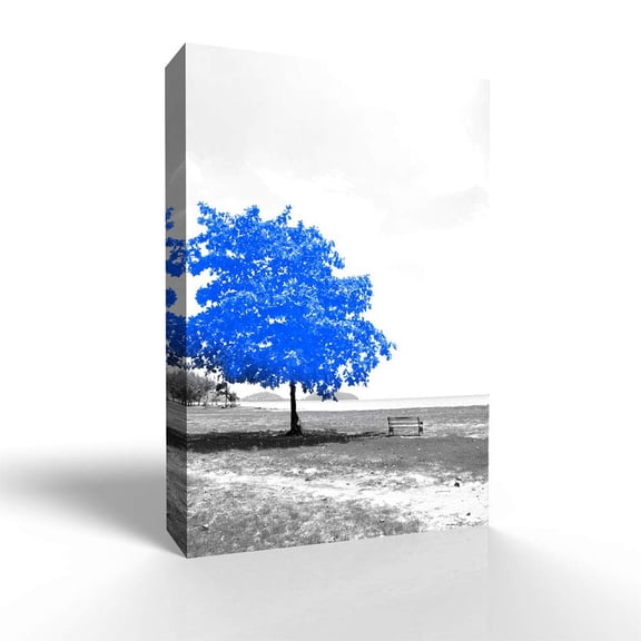Wall26-Canvas Wall Art-Blue and Black Abstract Colorful Tree-Giclee Painting Wall Bedroom Living House Decoration Home Art - 32x48 inches