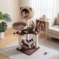thumbnail image 3 of Costway Modern Cat Tree Tower with Natural Sisal Scratching Posts Hammock Balls for Kittens Brown, 3 of 10