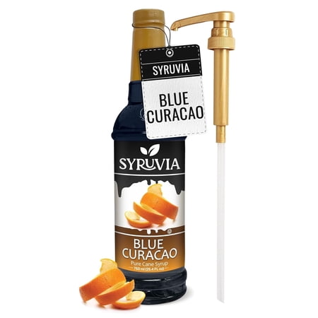 Syruvia Blue Curacao Syrup Pure Cane Coffee Flavoring Syrup, 25.4 fl Oz With Pump