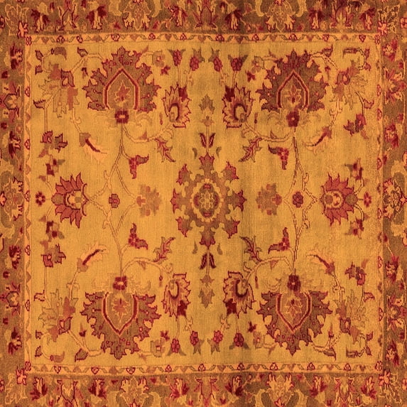 Ahgly Company Indoor Square Abstract Orange Modern Area Rugs, 3' Square