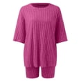 thumbnail image 4 of BOOMNY Womens 2 Peice Sets Solid Short Sleeve Ribbed Knit Tops Shorts Outfits for Women Summer Casual Matching Sets, 4 of 5