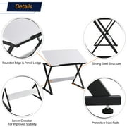 Alden Design Drawing Board with Adjustable Split Top Tabletop, White/Black