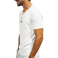 thumbnail image 5 of Men's Short Sleeve Henley T-Shirts Ribbed V Neck Slim Fit Stretchy Casual Summer Fashion Textured Button Down Pullover Tops, 5 of 9