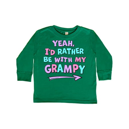 

Inktastic Yeah I d Rather be with My Grampy in Pink Blue and Purple Gift Toddler Boy or Toddler Girl Long Sleeve T-Shirt