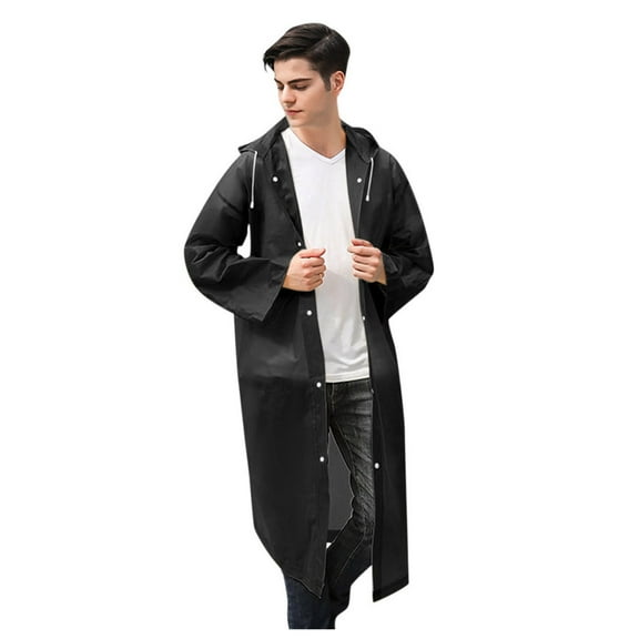 Weikingp Raincoat for Women, for Adults Teens Unisex Raincoat Button Reusable Fashion Jacket Hooded Coat Rain Umbrella, Raincoat for Men, Girls Raincoat Black