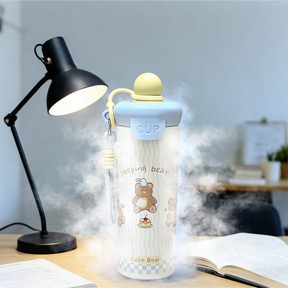 Vaso con pajita de acero inoxidable con doble pared y aislamiento al vacío – Botella de agua portátil a prueba de fugas para bebidas frías y calientes, taza de viaje para adultos, niños, oficin