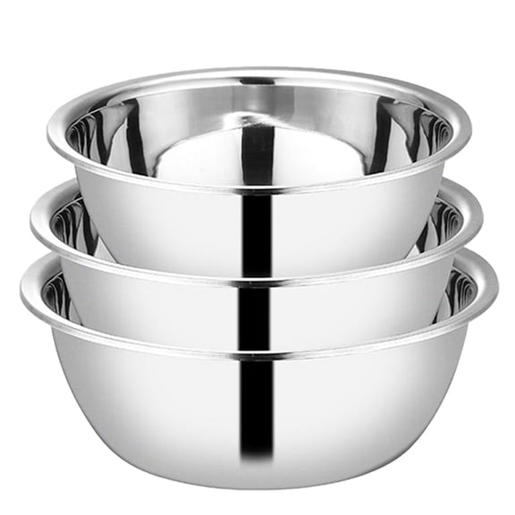STOBOK Stainless Steel Mixing Bowls Plated Silver for Storage Multifunctional 3Pcs